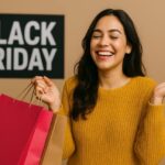 "Illustration of a joyful holiday scene representing Black Friday Blessings with wealth, peace, and positive vibes."