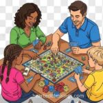 "Family playing board game together celebrating National Card Playing Day Blessings"