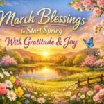 I'd be happy to help you create alt text for these "March Blessings" images. Alt text should be descriptive and include the main keyword while accurately describing what's in each image for accessibility purposes. "March Blessings to start spring with gratitude and joy featuring scenic spring landscape with pink cherry blossoms, colorful flowers, butterflies, and sunset over lake"