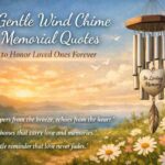 "Gentle Wind Chime Memorial Quotes sunset landscape honoring loved ones forever with In Loving Memory heart"
